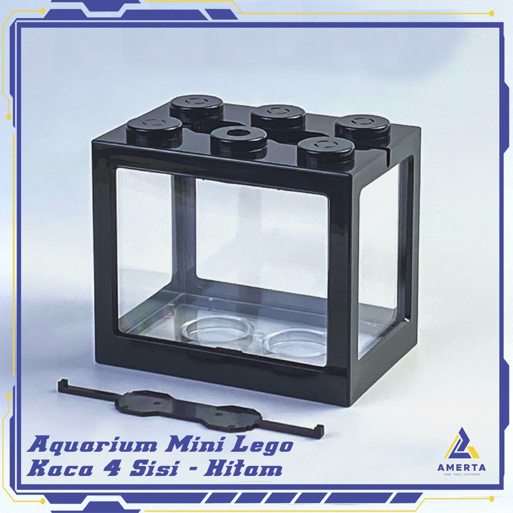 Aquarium Mini Lego Block with White LED Warna Hitam