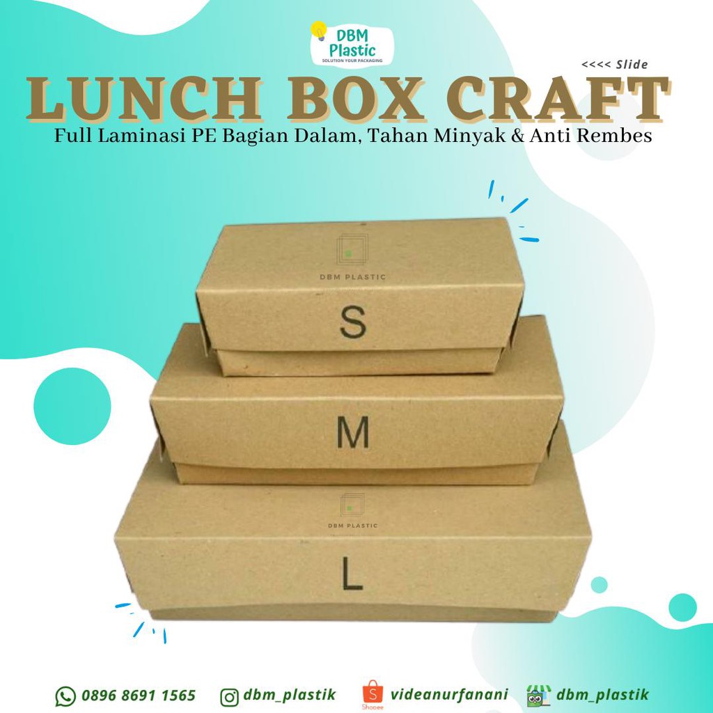 

(Min.10pcs) Lunchbox Paper Craft Uk. S Full Laminasi / PE . Kotak Nasi Kraft Uk. S