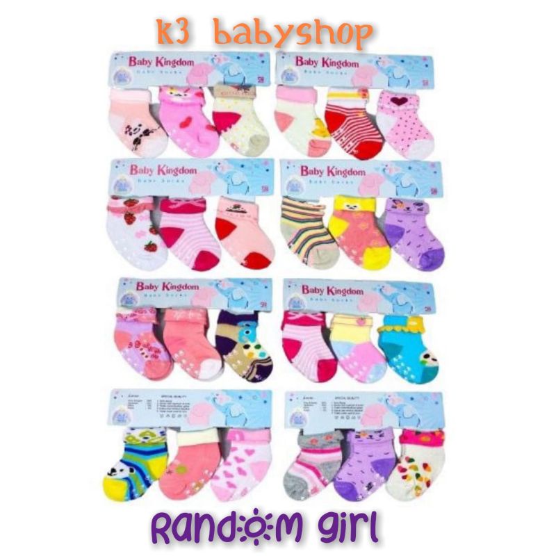 Kaos Kaki bayi 3in1 usia 0-6 bln set isi 3 pasang newborn baby socks SNI murah hemat