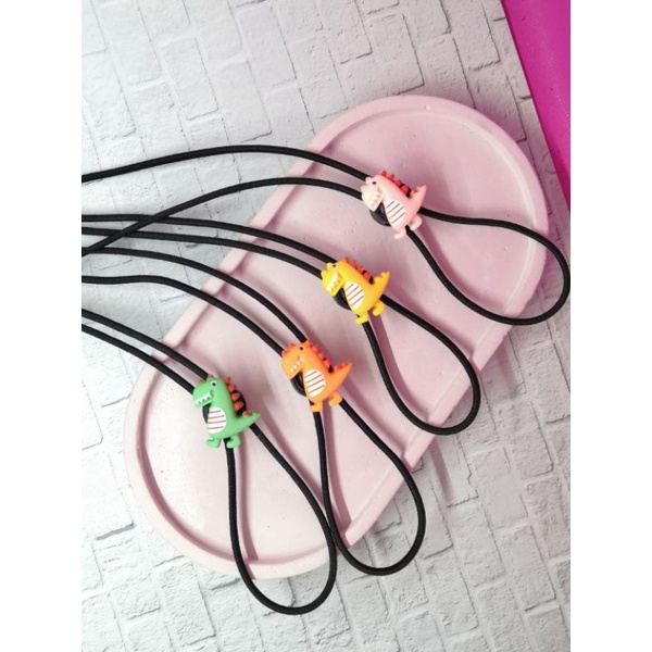 2in1 Strap Masker Tali polos hitam Clay motif anak