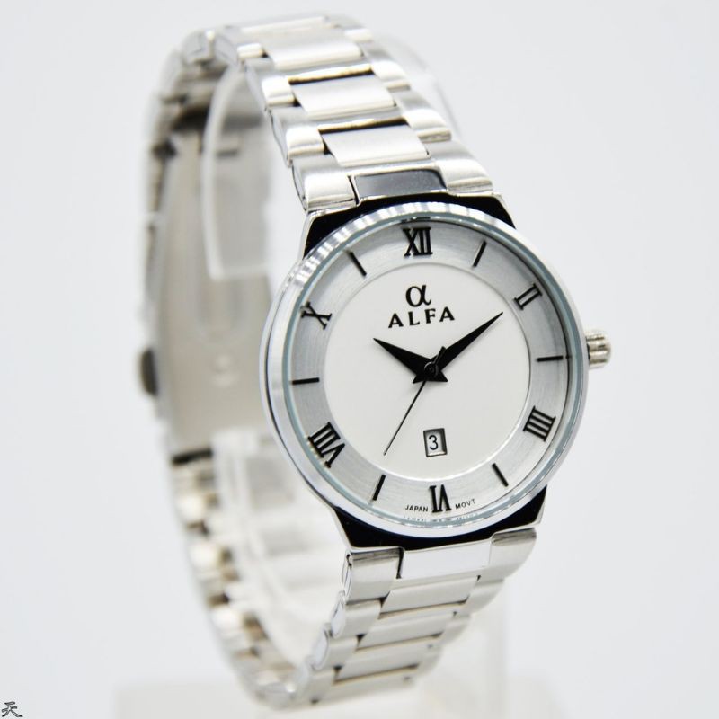 JAM TANGAN ALFA 88083 PRIAORIGINAL ANALOG RANTAI STAINLIS STEEL