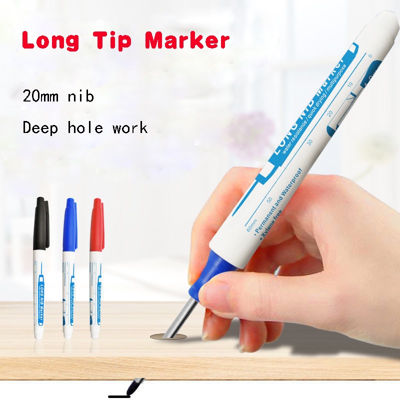 [Multi-purpose Deep Hole Extension Marker] [Long Tip Woodworking Marker, Oil Based Marker] [Suitable for Deep Hole Wood &amp; Car &amp; Bathroom Installation]