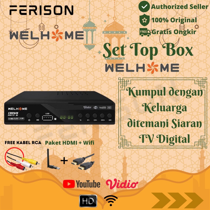 Ferison Set Top Box Tv Digital Welhome Noise Luby DVB T2 EWS / set top box dvb t2 / set box tv digit