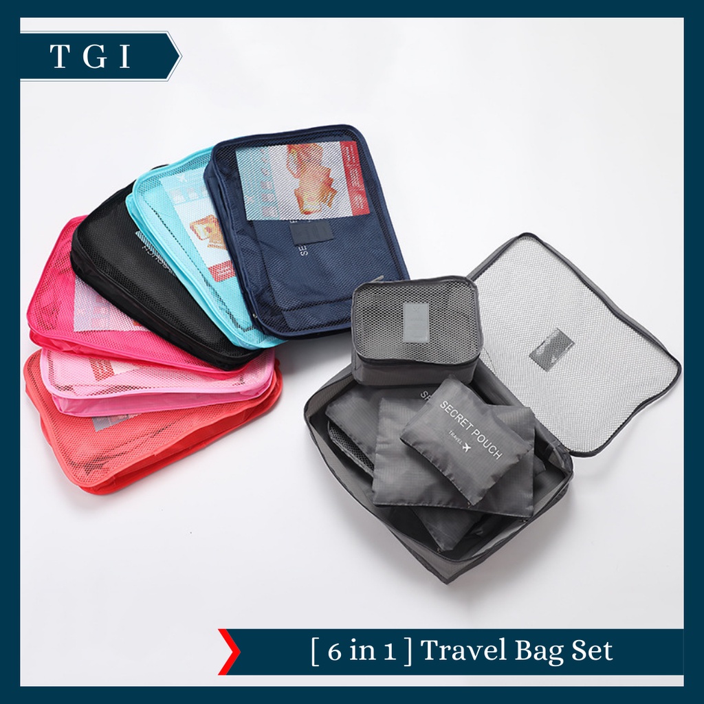 TGI - [6 IN 1]  TAS TRAVEL BAG | TAS ORGANIZER BAG | TRAVELLING ORGANIZER BAG MOTIF WARNA | TRAVEL BAG ORGANIZER