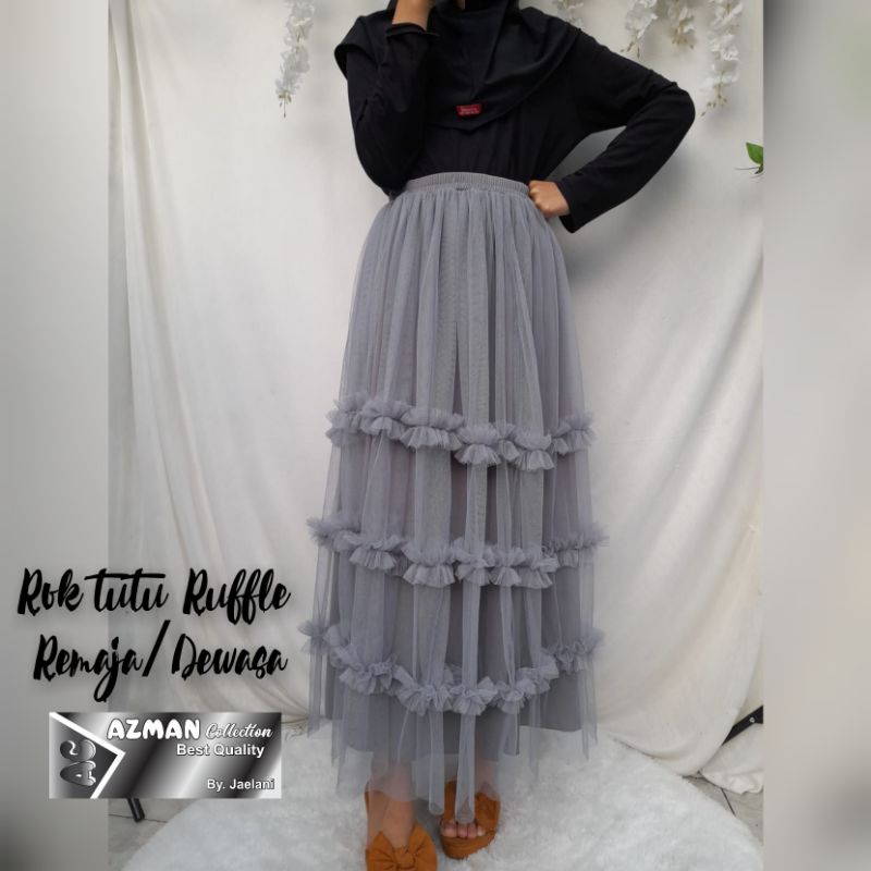 ❤ROK COUPLE❤ ROK TUTU RUFFLE 3 SUSUN/ROK ANAK DAN DEWASA/ROK TILE PREMIUM