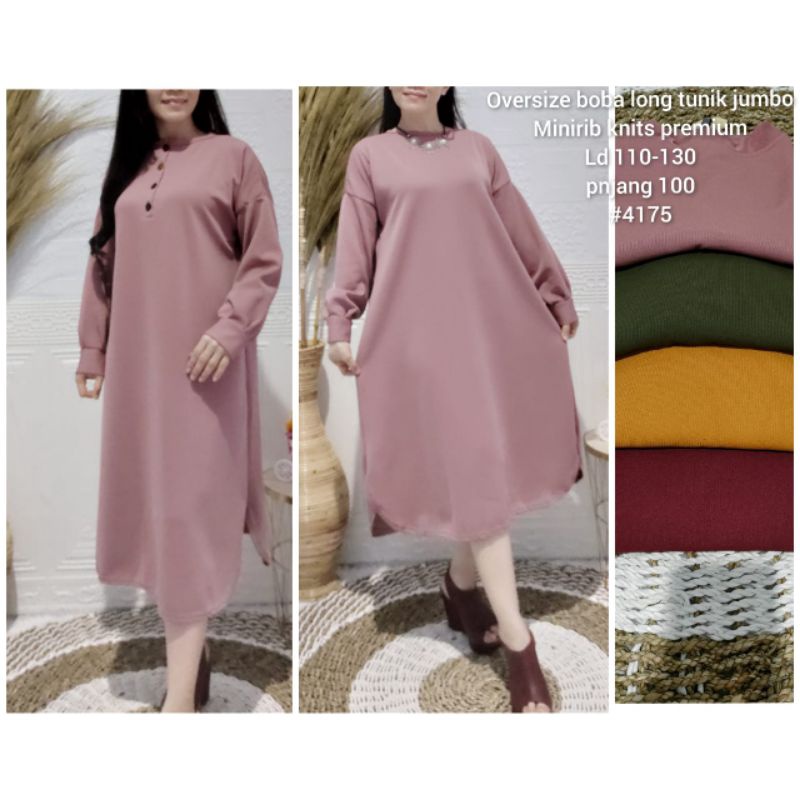 AQUILA 4175 TUNIK PANJANG POLOS KANCING KOREA