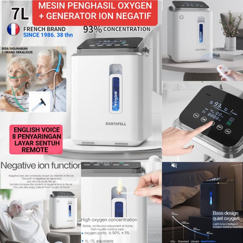 SANTAFELL OXYGEN CONCENTRATOR | MESIN PENGHASIL OXYGEN THERAPY HOMECARE | NEGATIVE ION DAN OXYGEN GENERATOR