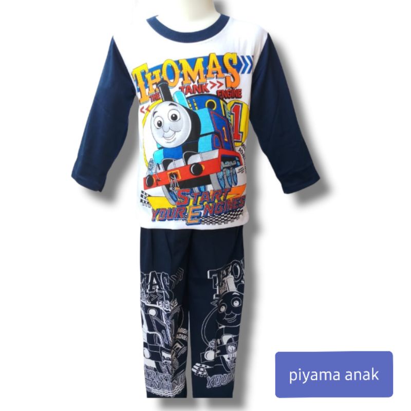 SETELAN PIYAMA/SETELAN BAJU TIDUR ANAK LAKI-LAKI/GAMBAR CARTOON THOMAS/SIZE 1-8TH BAHAN HALUS DAN AD