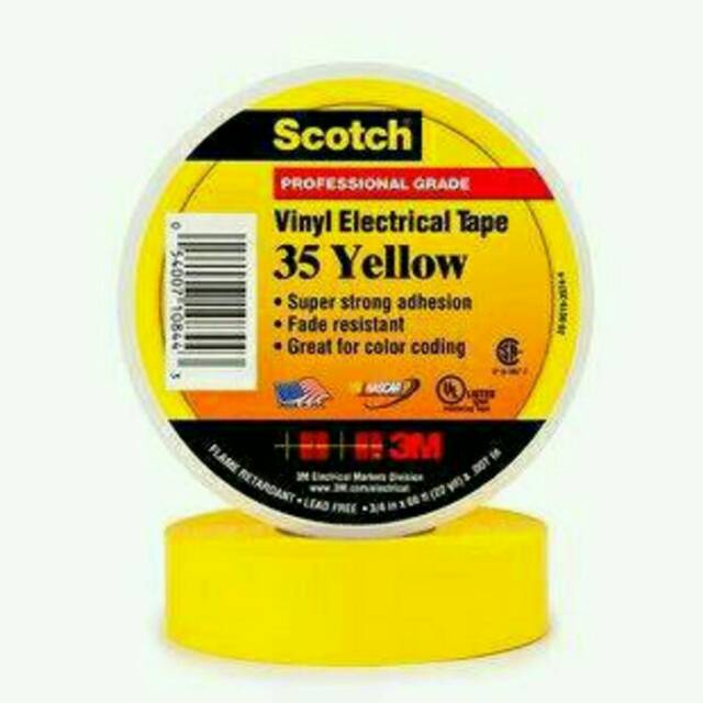 

Isolasi 3M vinil scotch 35 yellow 3/4 x 66 ft
