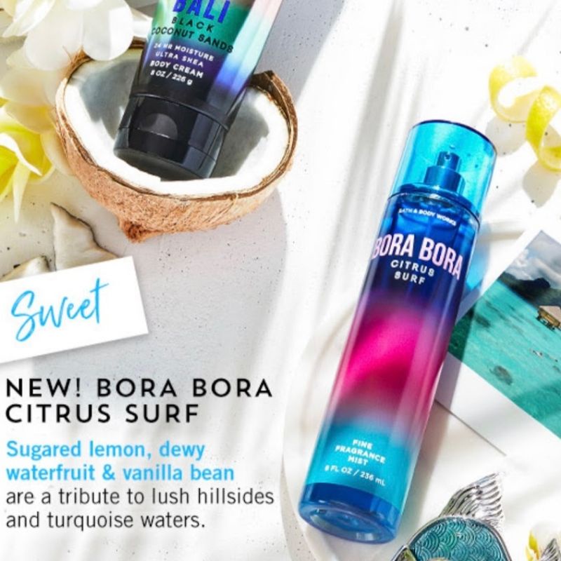 BATH AND BODY WORKS BBW BORA BORA CITRUS SURF SERIES MIST LOTION SHOWER GEL BODY CREAM HAND CREAM SHOWER GEL BODY CREAM LOTION MIST WASH WALLFLOWER ROOMSPRAY SCENTPORTABLE GENTLE GEL DEEP CLEANSING GENTLE FOAMING CREAMY LUXE