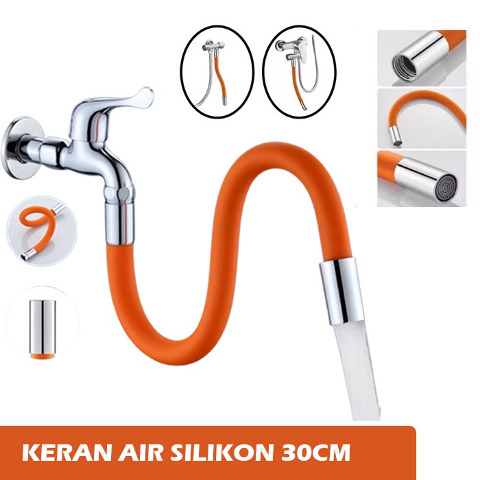 Hope Store - Selang Flexible Ekstensi Sambungan Kepala Keran Air 30CM Universial 1/2Inch Bisa Berputar 360 Derajat