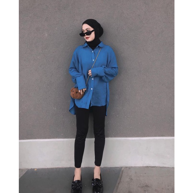 Pakaian Wanita - Nizma Oversize Shirt / Kemeja wanita Jumbo Lengan Panjang Kekinian