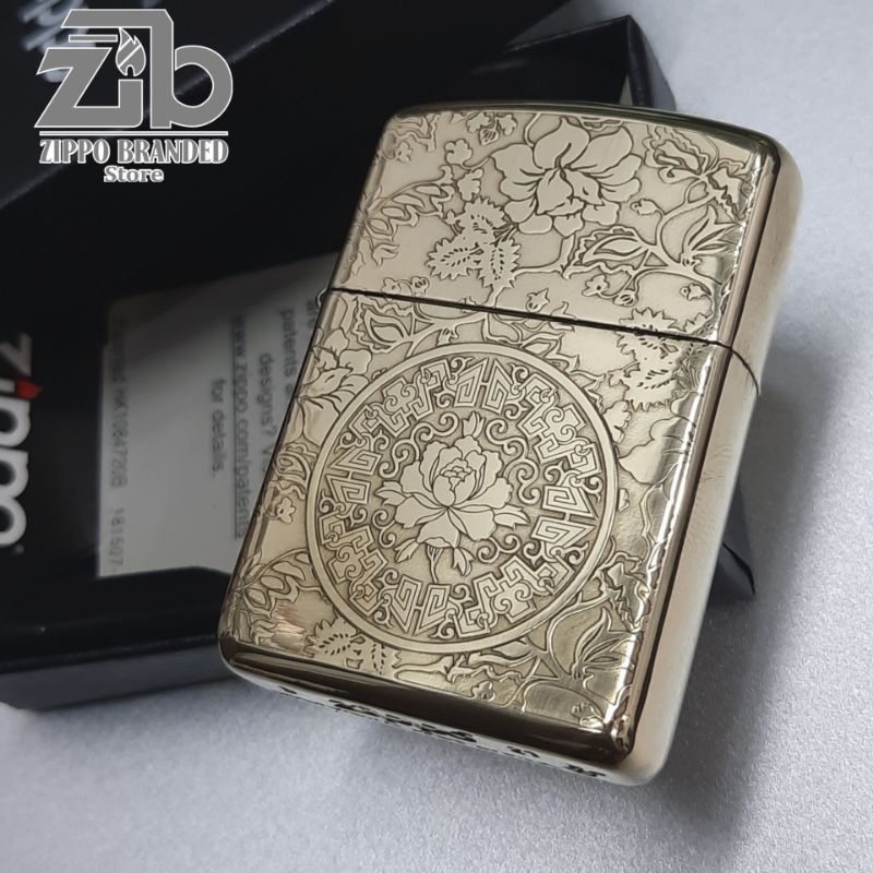 zippo flower floral japan 2 side armor brass rare item gratis custom grafir ukir tambah nama