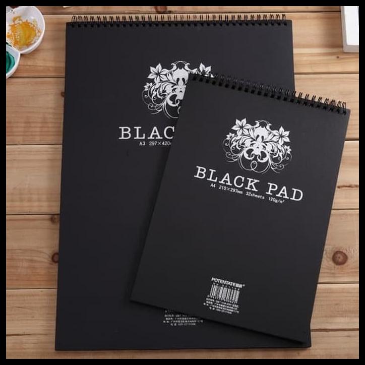 

TERBARUU!! A5 POTENTATE BLACK PAD WIRE BOOK BUKU GAMBAR LUKIS KERTAS HITAM PROMO