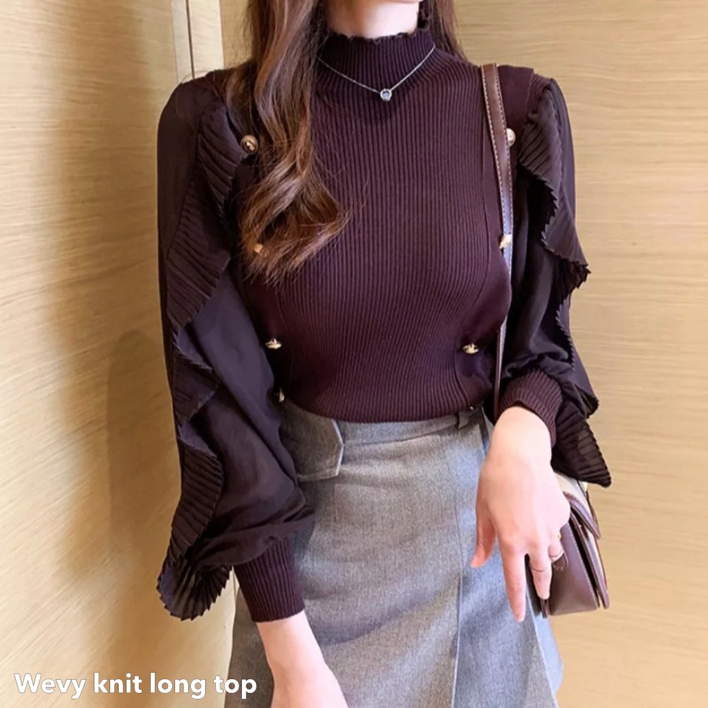 Wevy knit long top -Thejanclothes