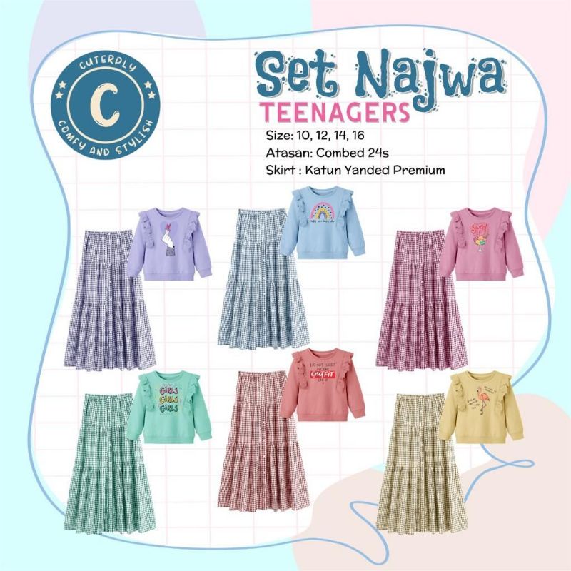 SET NAJWA TEENAGER CUTERPLY | SETELAN REMAJA MUSLIM | SETELAN COUPLE IBU DAN ANAK | BAJU LEBARAN 202
