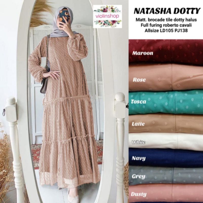 Natasha longdress gamis broade tille dotty rampel busui maxi dress
