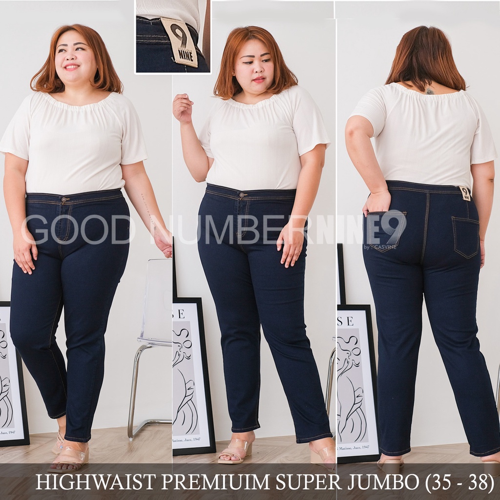 CELANA HIGHWAIST ONE BUTTON BLACK NAVY HW SEPERUT SKINNY JEANS PREMIUM QUALITY BIGSIZE JUMBO