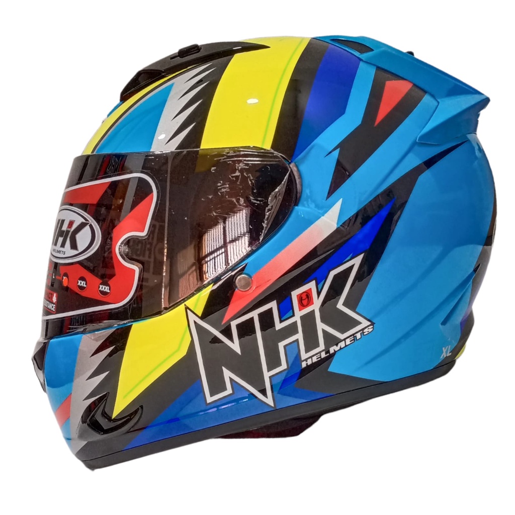 HELM NHK RACE PRO SHADOW BLUE FLO GLOSSY HELM FULL FACE NHK