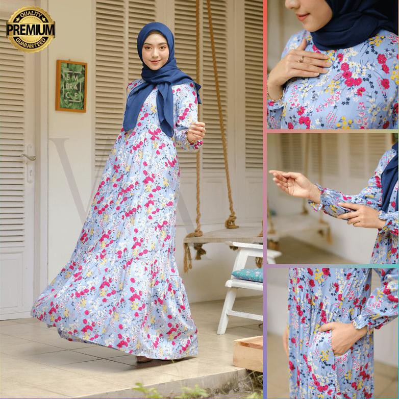 Gamis Syari Fashion muslim Home Dress Namira Blue By Wearmoura