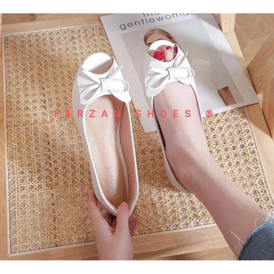 COD BEST SELLER FLATSHOES WANITA BUSTONG GLOSSY HRN 03