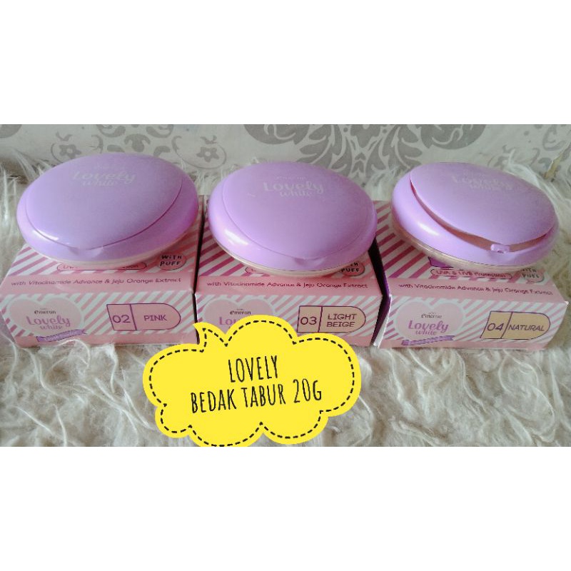 Bedak Emeron Lovely white/ bedak lovely padat lovely compact powder/ bedak lovely tabur loose powder
