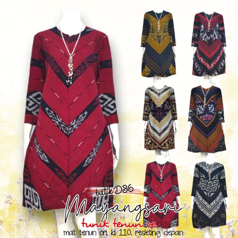 Tunik V Atasan Baju Batik Modern Wanita Bahan Tenun Troso Etnik Asli Mayangsari Remaja Putri Ibu Ibu