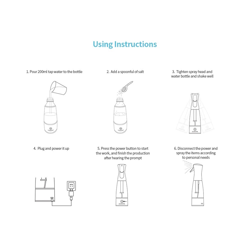 DUNHOME XT-1.3 Botol Semprot Spray Portabel Pembuat Disinfektan 250ML - Alat Pembuat Disinfektan Mandiri - Mudah Praktis Portabel