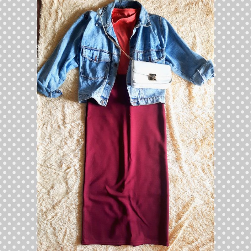 rok polos scuba/rok span/bawahan/maxi skirt