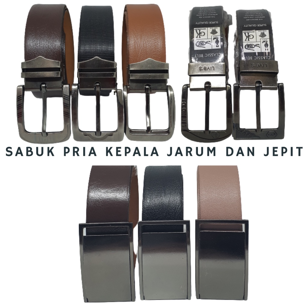 Sabuk Ikat Pinggang Pria Dewasa Import Jumbo Kepala Jarum dan Jepit Panjang 120cm Kulit Sintetis Kualitas Distro Harga Murah Model Keren Anak Muda Terbaru dan Kekinian