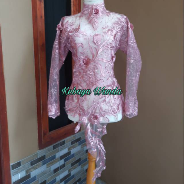 Kebaya Atasan Bunga 3D Tulle Akar Mutiara / Gaun Pengantin / Kebaya Wisuda Modern
