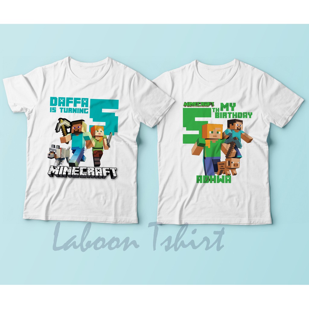 Kaos Minecraft Couple Ultah | Kaos MInecraft Bebas Desain | Kaos Free Desain