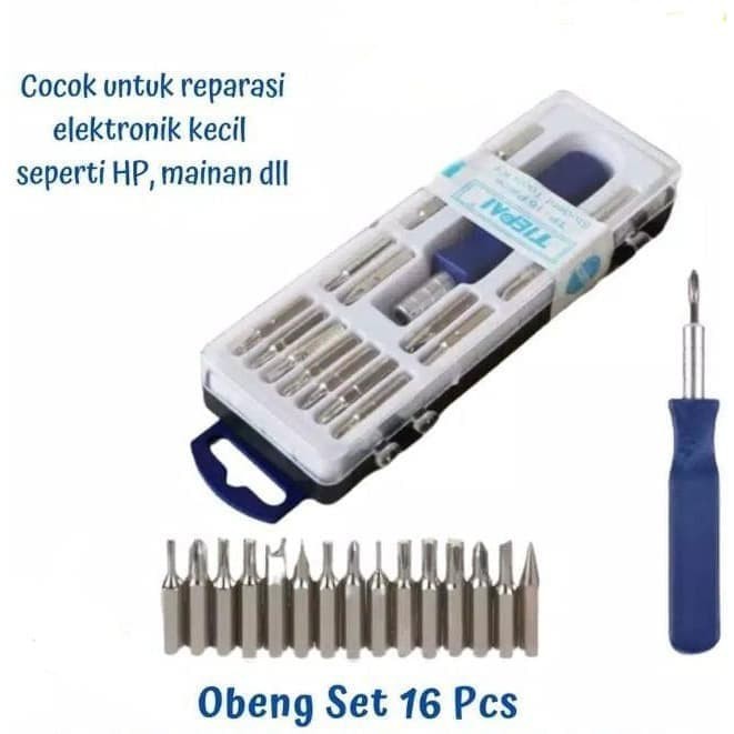 Obeng Set 16 in 1 - Obeng HP Elektronik Electronic - Ujung Obeng ada Magnetnya