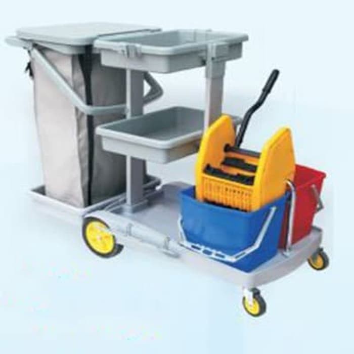 Janitor cart with double bucket besar / trolley cleaning / troli hotel AF08173