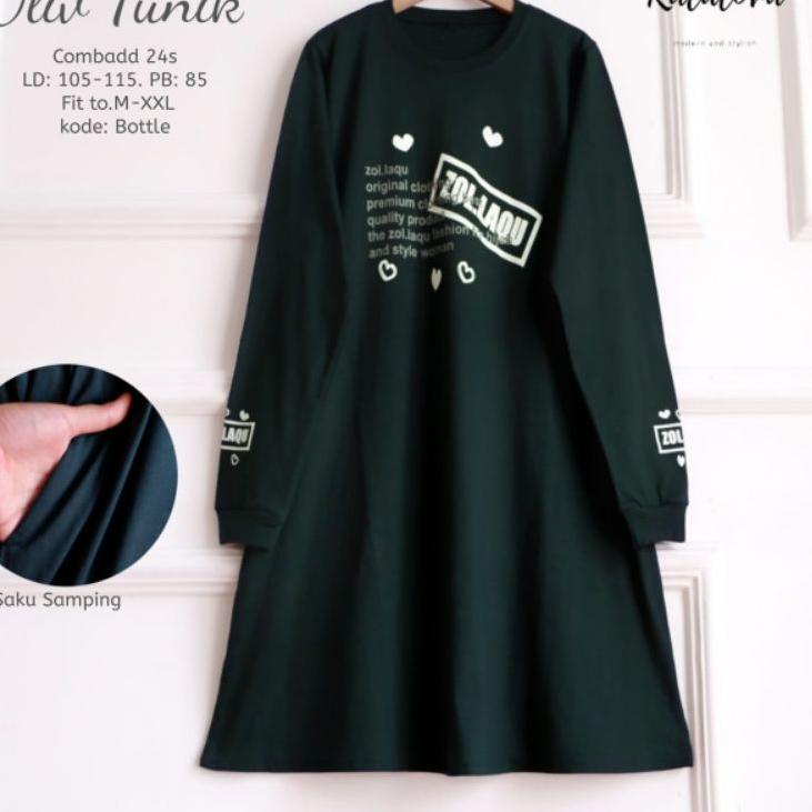 Tren Kekinian.. Kalalova Olive Tunik Kaos Combed Halus Nyaman Dipakai Original. Zolaqu Kaos Tunik Im