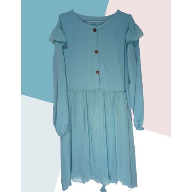 BAJU GAMIS TUNIK CERUTY PREMIUM POLOS - model kancing