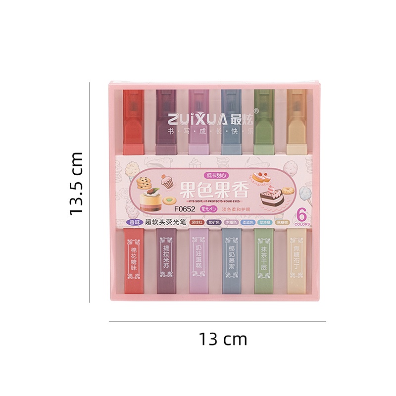 6pcs / Box Spidol Highlighter Warna Morandi Ujung Lembut Untuk Pelajar