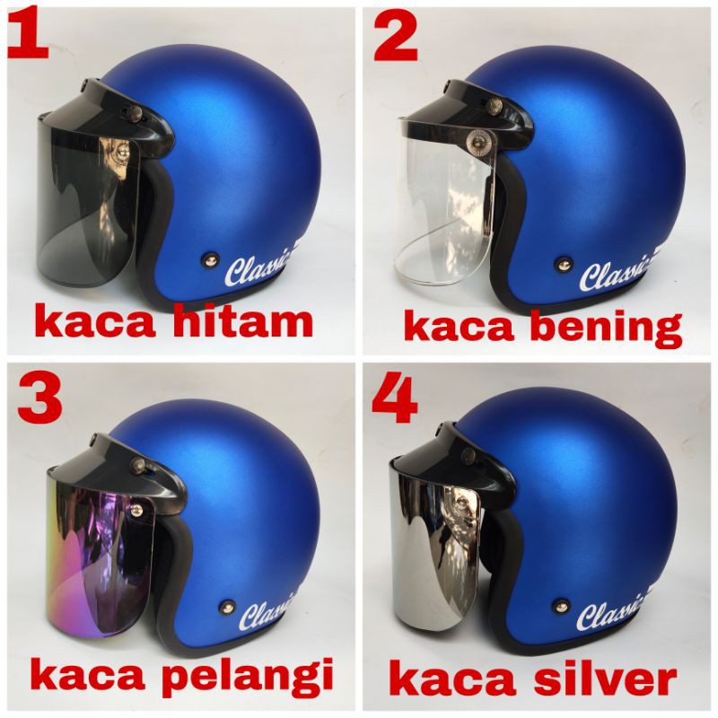 Helm bogo retro classic biru dof kca datar
