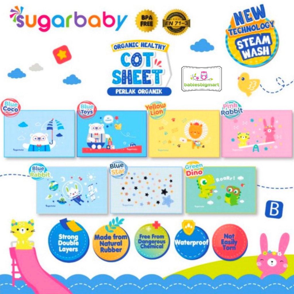 Sugar Baby Organic Healthy Cot Sheet Perlak Organik Sugarbaby RBC