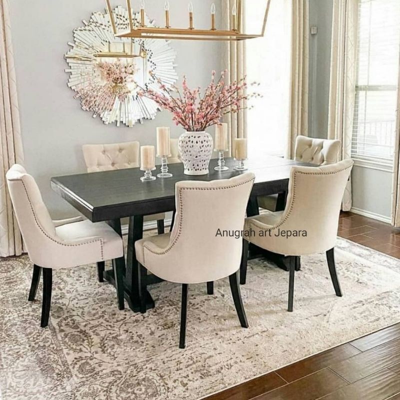 set meja makan mewah kayu jati set kursi makan mewah