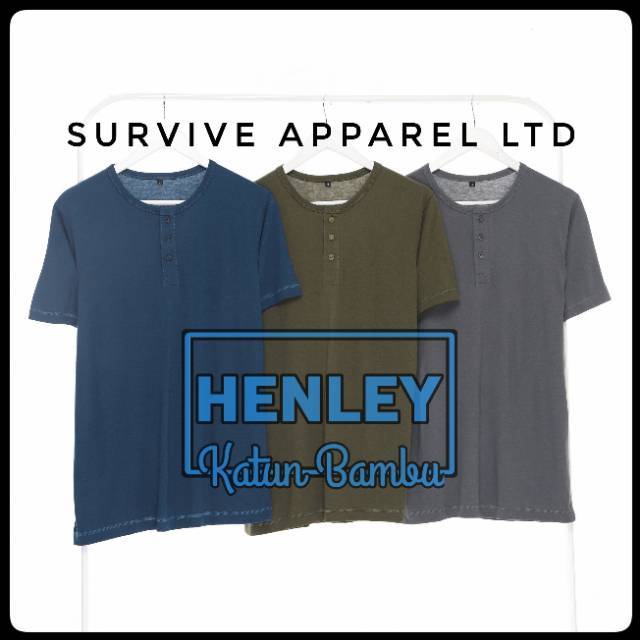 Kaos Polos Henley Katun Bambu