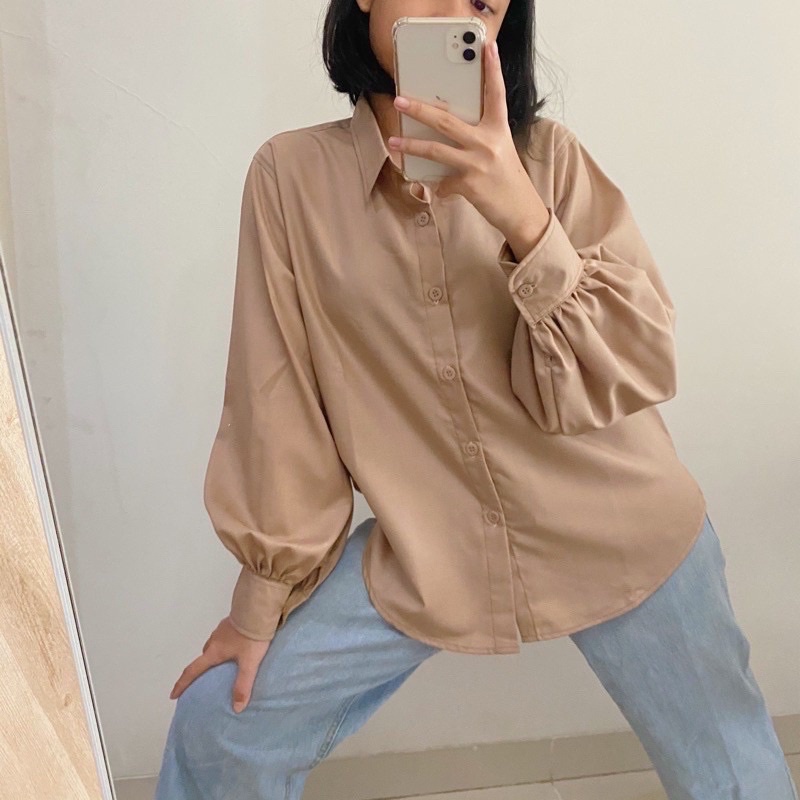 BEFAST - ZEC OOTD Wanita Blus AZIRA / Handa Puffy Shirt / Blouse Lengan Panjang Wanita / Blouse Casual Terbaru / Blouse Bisa Di Pakai Wanita Hijab / Blouse Polos