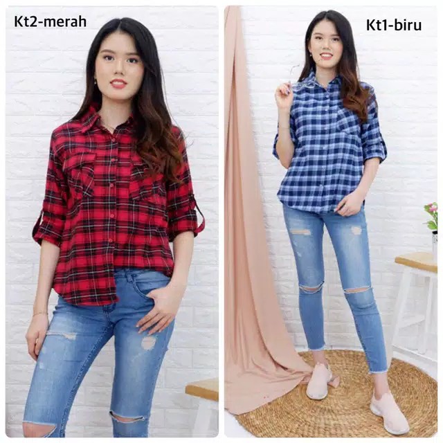 Chamele Kemeja Wanita Model Flanel basic &amp; oversize 2120 / 2209