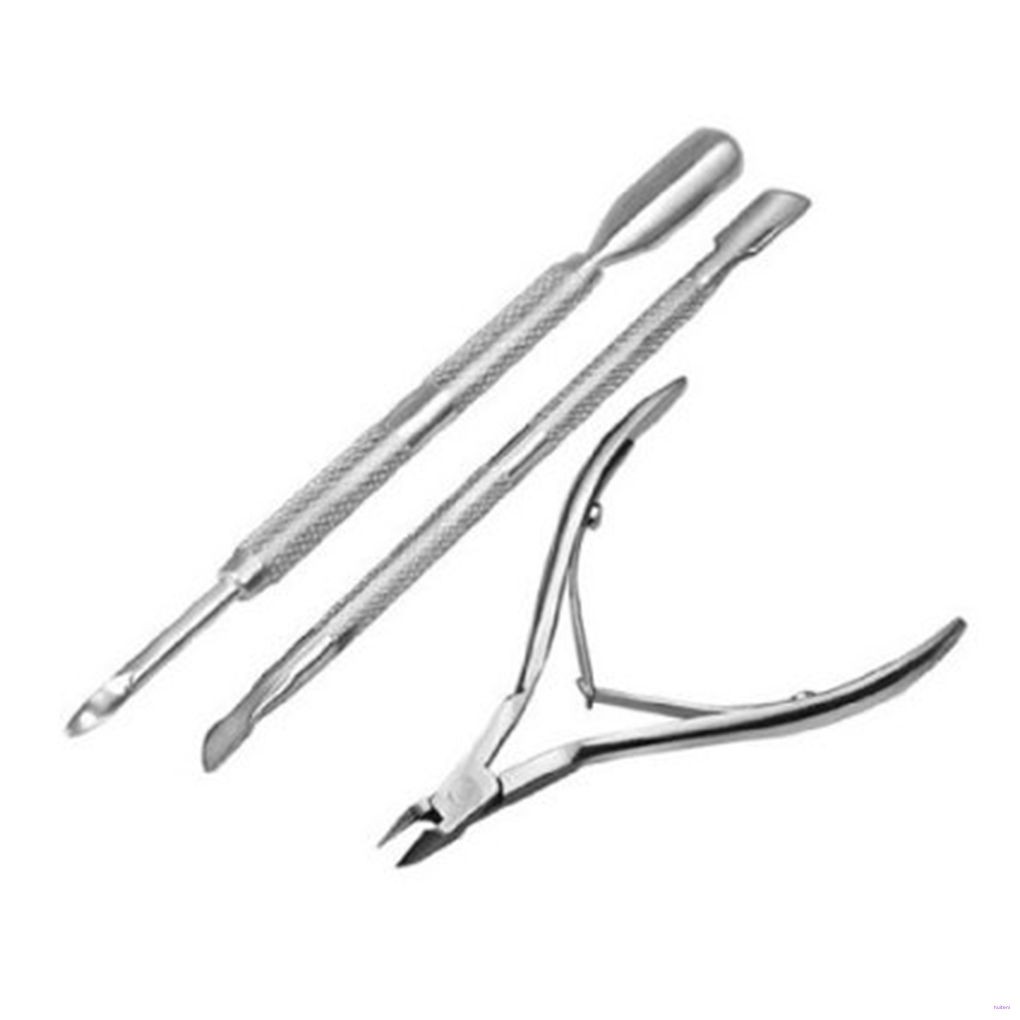 3 Pcs Alat Pemotong Penghilang Cat Kuku Bahan Stainless Steel Untuk Manicure Pedicure Salon