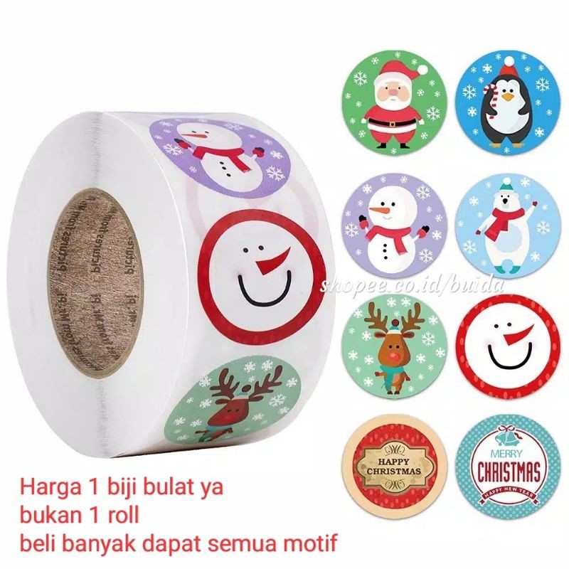 

Stiker natal sticker christmas snowman pinguin santa claus label segel kemasan bungkus kado hampers