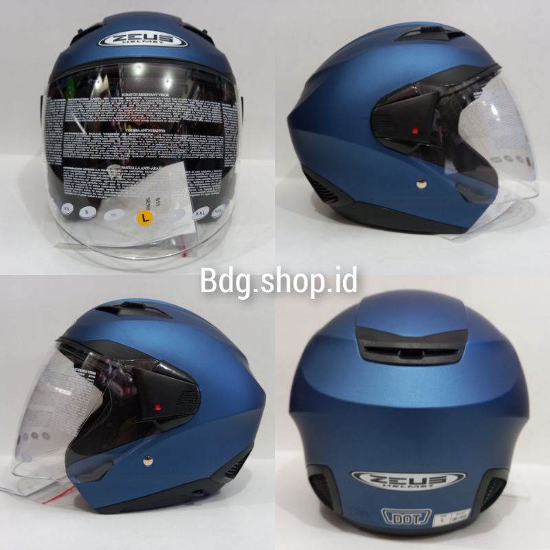 HELM ZEUS 611 DOUBLE VISOR POLOS-Matt blue