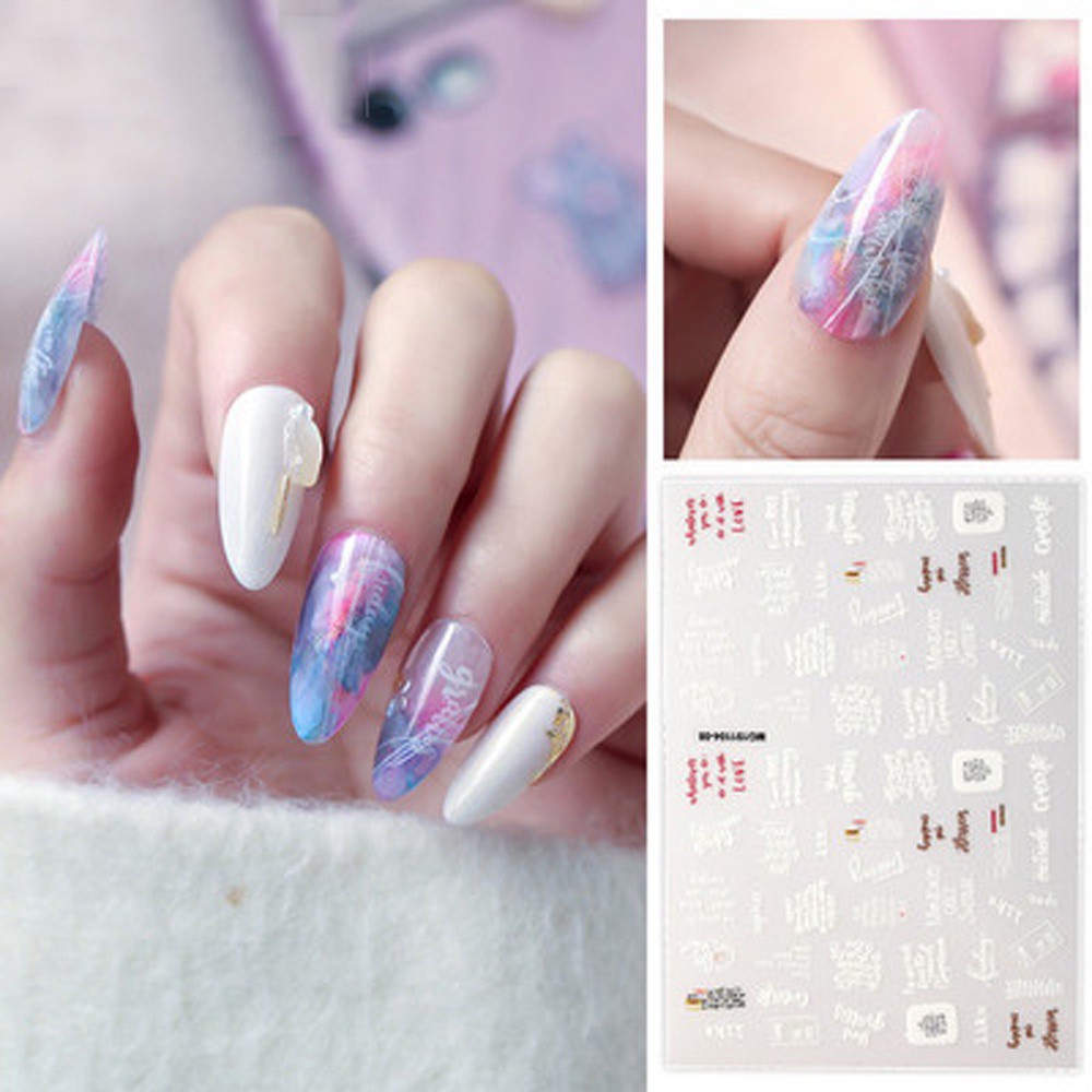 Mxbeauty Stiker Kuku Motif Alfabet Inggris 3d Tahan Air Gaya Jepang Untuk Dekorasi Nail Art