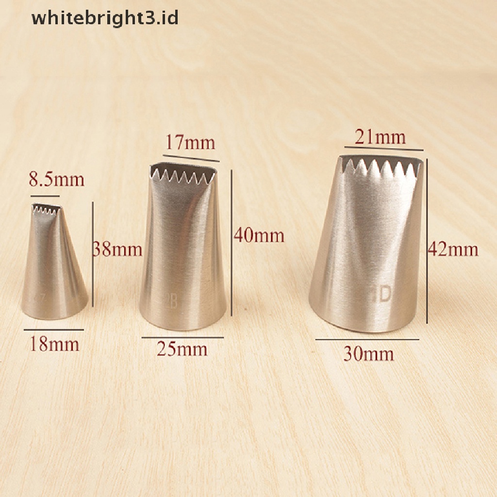 (whitebright3.id) 3pcs / Set Spuit Piping Stainless Steel Bentuk Keranjang Anyam Untuk Dekorasi Kue