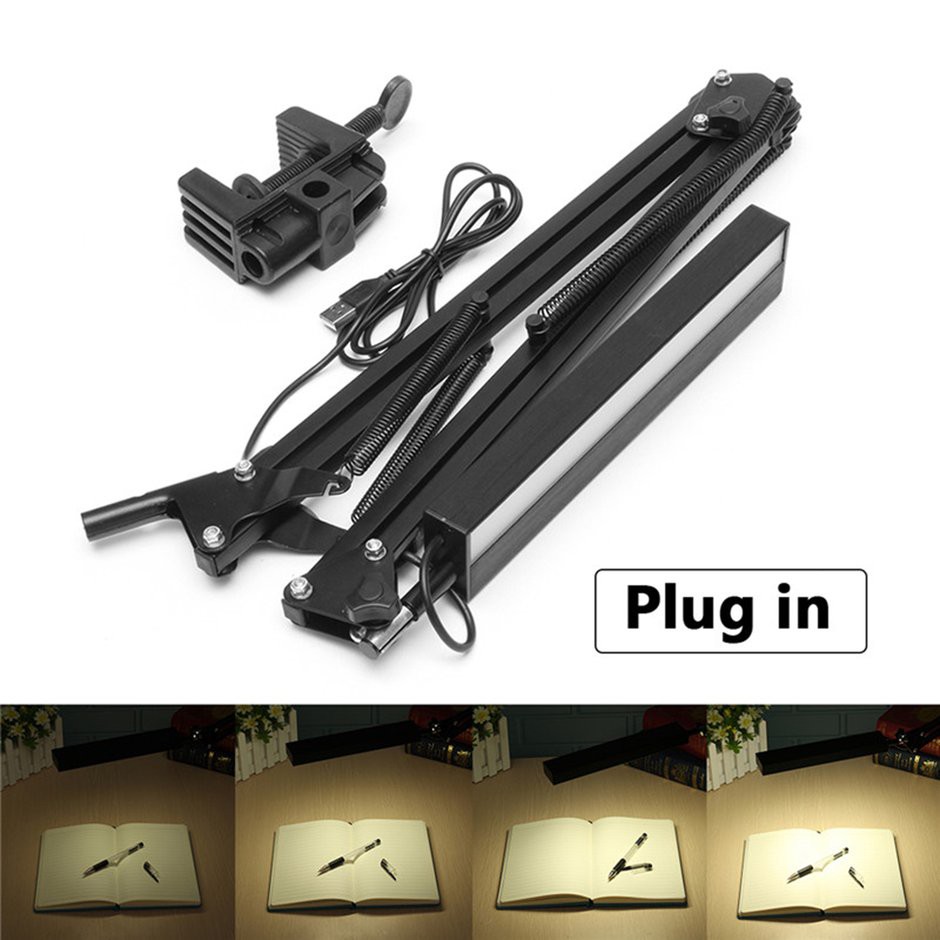 Touch Adjustable Brightness Long Arm Desk Lamp Folding Clip On Led Table Light Shopee Indonesia