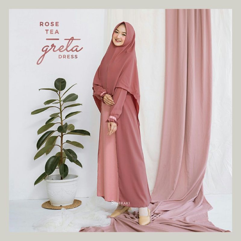 Greta Dress dan Khimar Eirene Shieraki